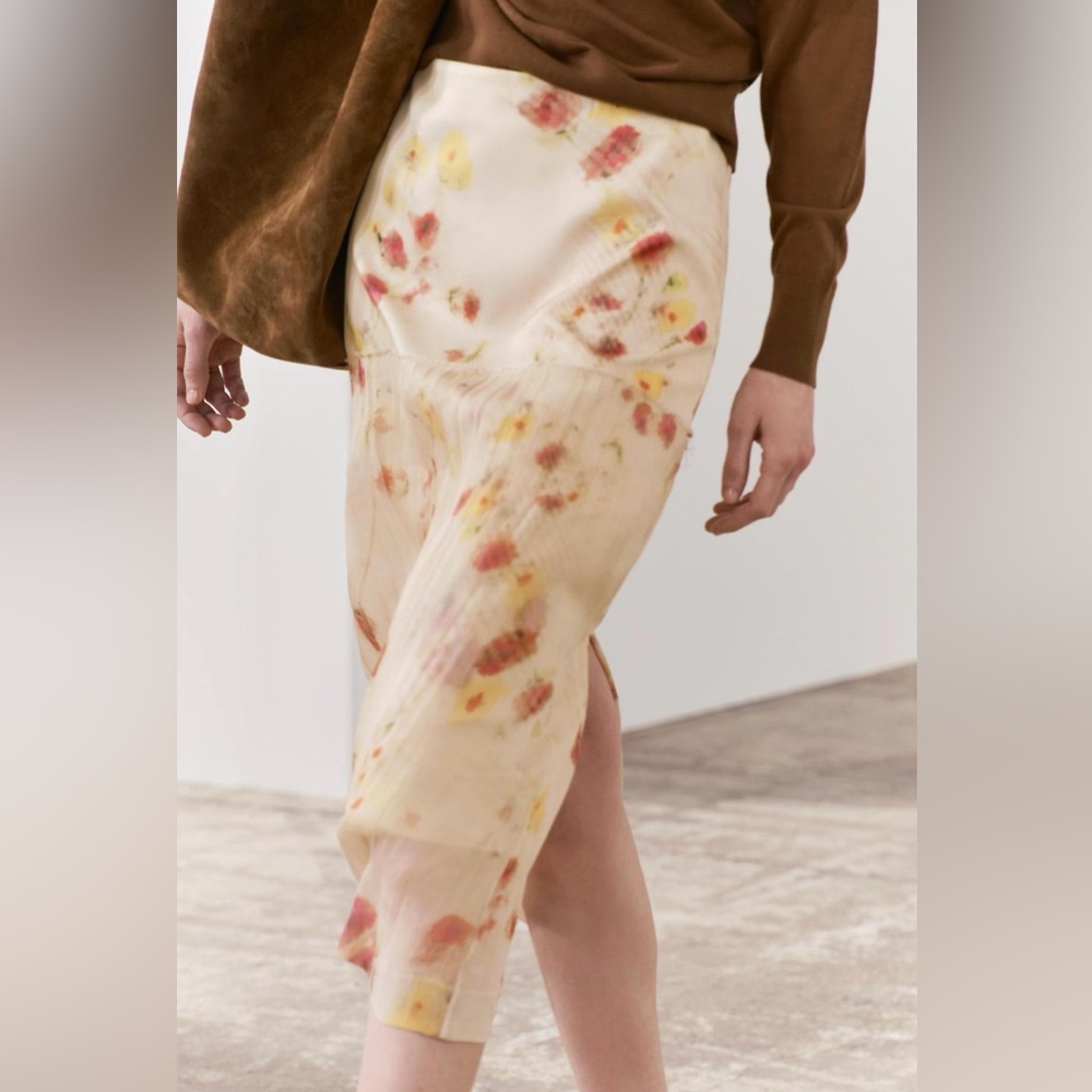 Zara Sheer Floral Midi Skirt